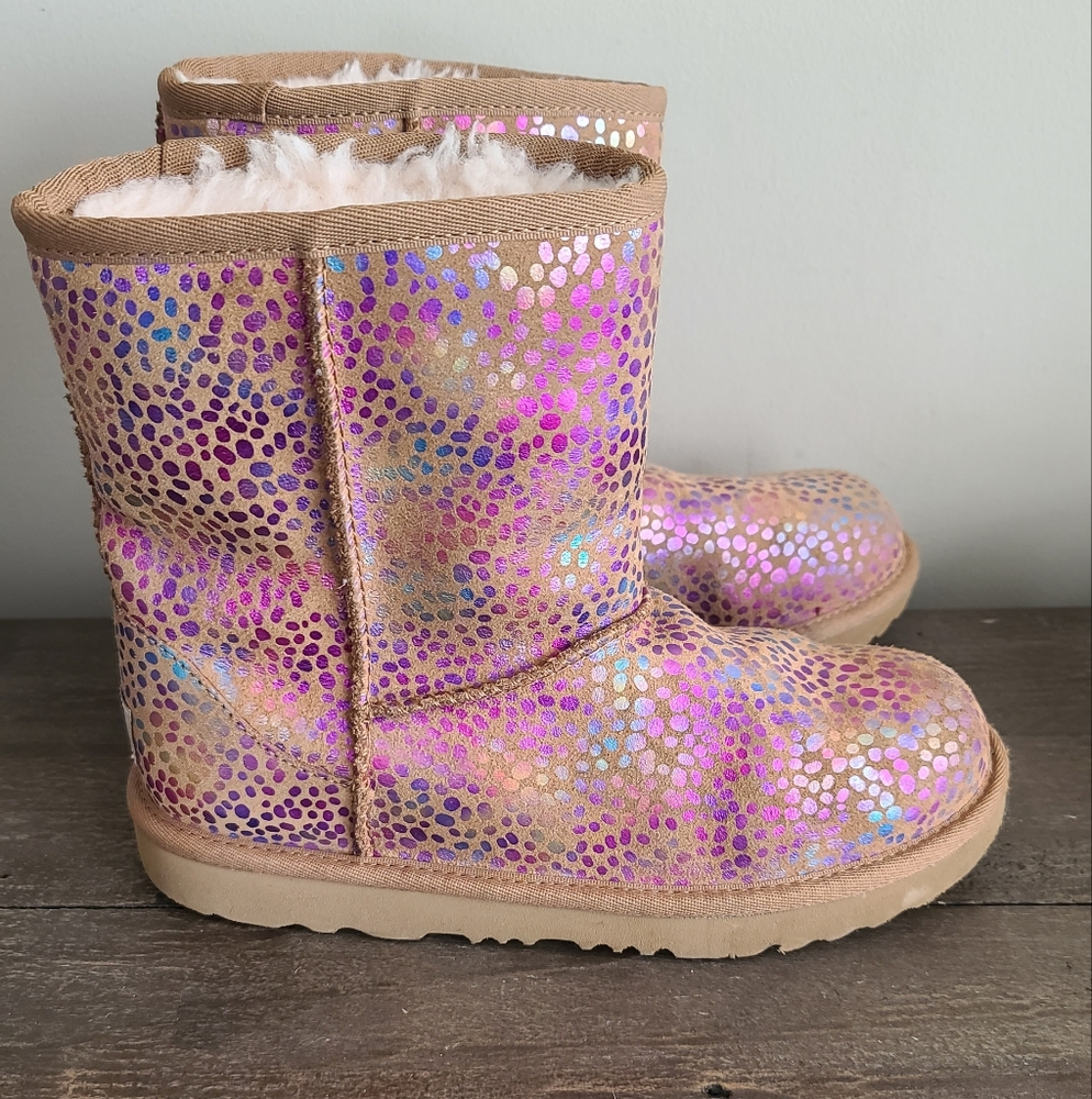 UGG Kids Shimmering Pink and Gold Boots
